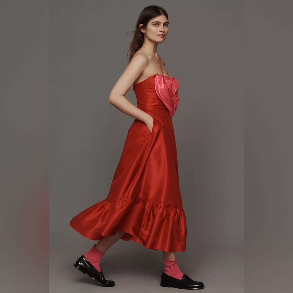 NWT! Anthropologie Pink/Red Hutch Strapless Heart Maxi Dress - US 10 ⚽️ - Picture 5 of 16